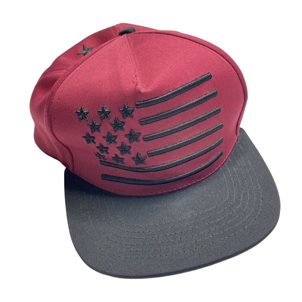 HEAD CASE Crown & Brim Red Black Stars & Stripes US Flag Adjustable Hat